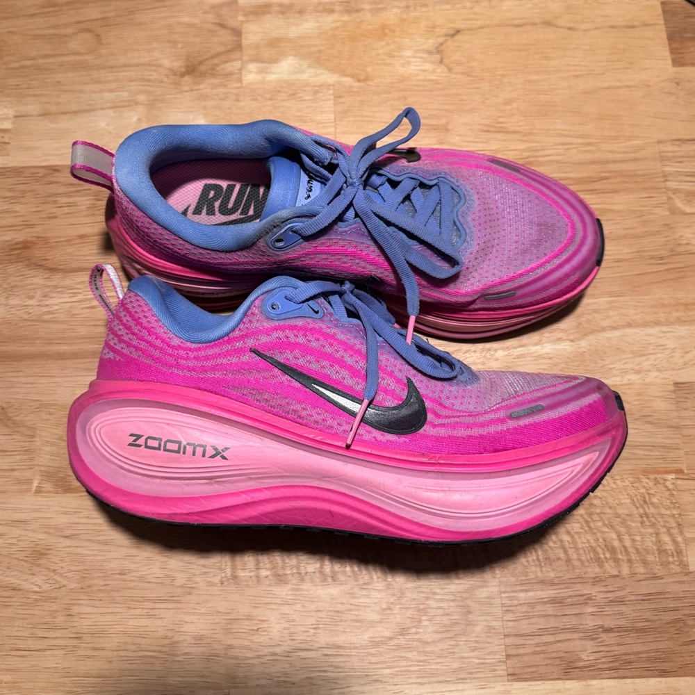 Pink and Blue Nike Vomero Plus Running Shoes